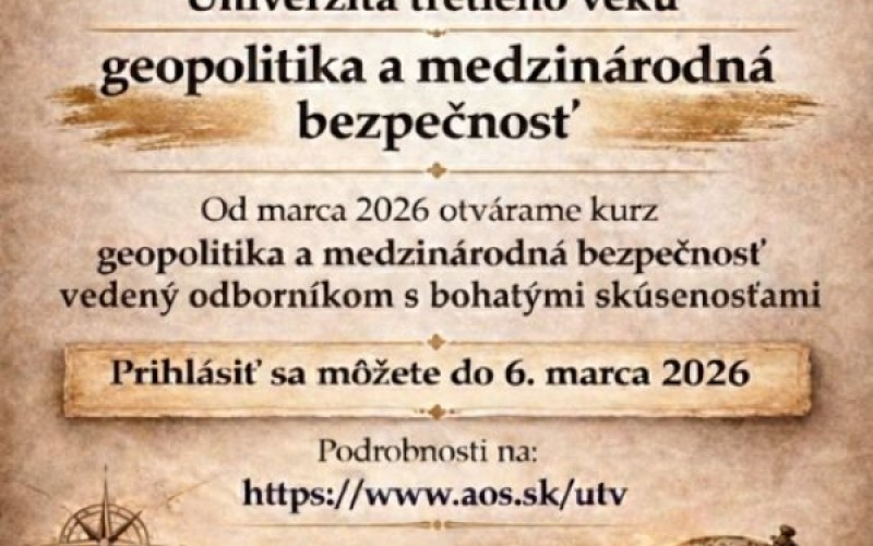 Otvárame nový kurz Geopolitika a národná bezpečnosť.
