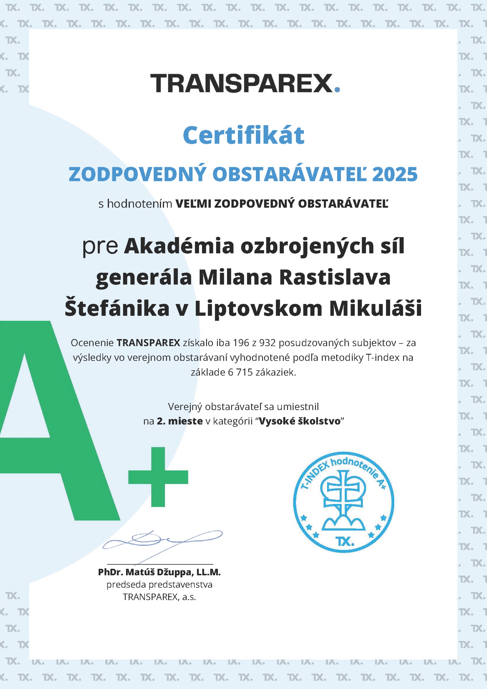 Získali sme ocenenie Zodpovedný obstarávateľ 2025